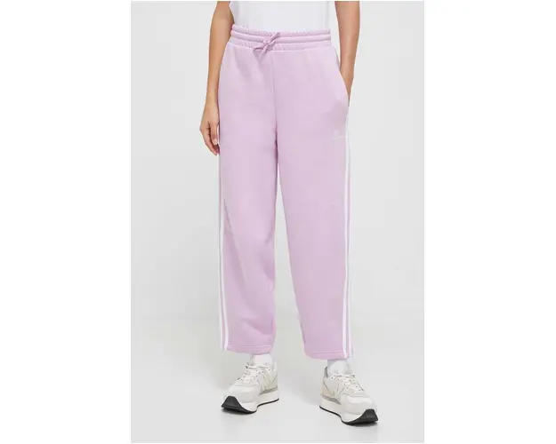 adidas pantaloni de trening culoarea roz, cu imprimeu
