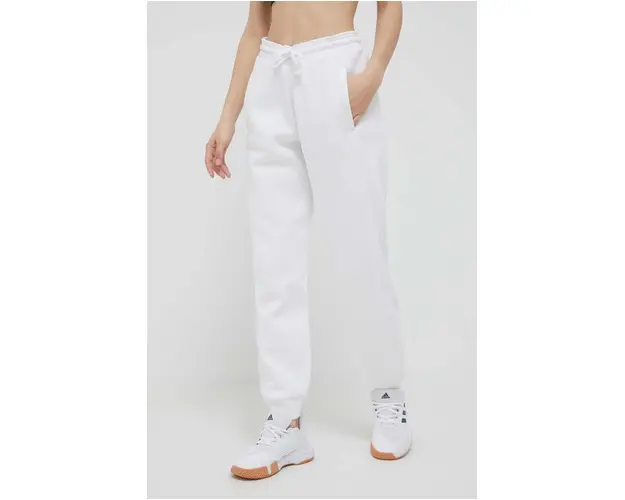 adidas pantaloni de trening culoarea alb, neted