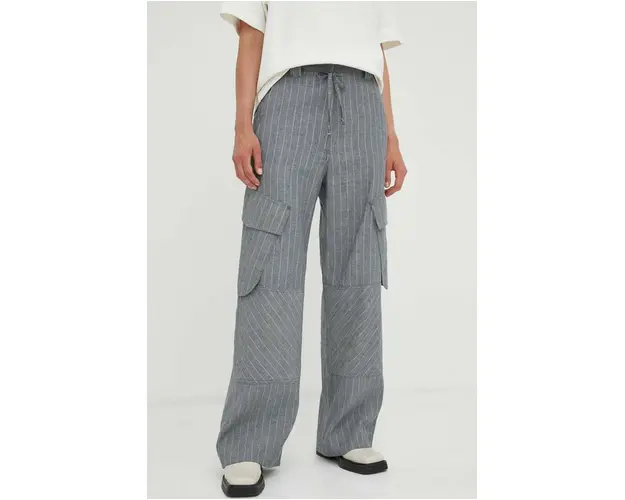 Day Birger et Mikkelsen pantaloni din in Fred culoarea gri, drept, high waist