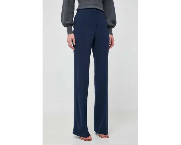 MICHAEL Michael Kors pantaloni femei, culoarea albastru marin, lat, high waist