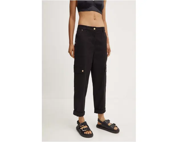 MICHAEL Michael Kors pantaloni femei, culoarea negru, drept, high waist