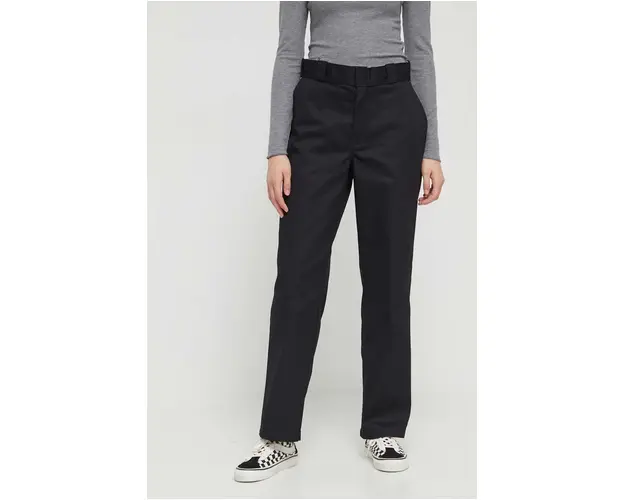 Dickies pantaloni 874 femei, culoarea negru, drept, high waist
