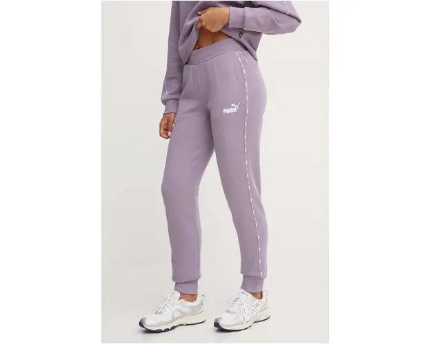 Puma pantaloni de trening Ess Tape culoarea violet, cu imprimeu