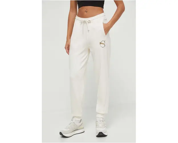 Puma pantaloni de trening culoarea bej, neted