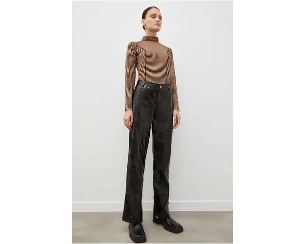 Résumé pantaloni femei, culoarea negru, lat, high waist