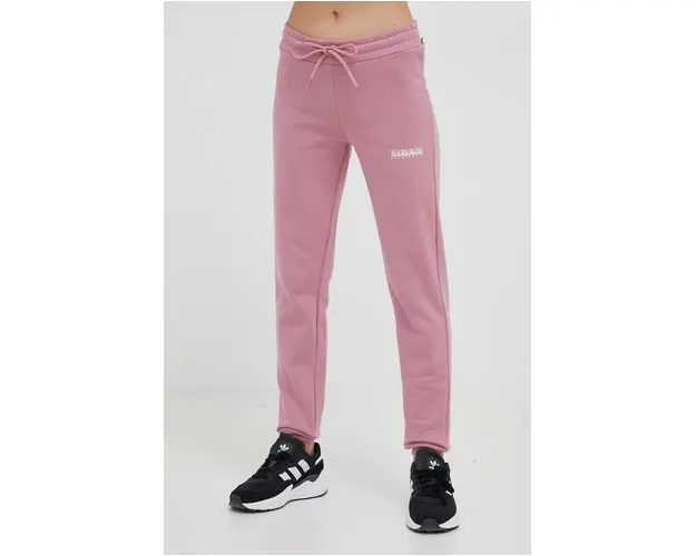 Napapijri pantaloni de trening culoarea roz, neted