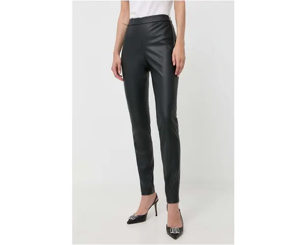Boss Orange pantaloni BOSS ORANGE femei, culoarea negru, mulata, high waist