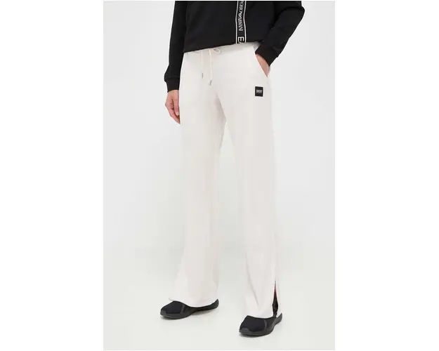 Dkny pantaloni de trening culoarea bej, neted