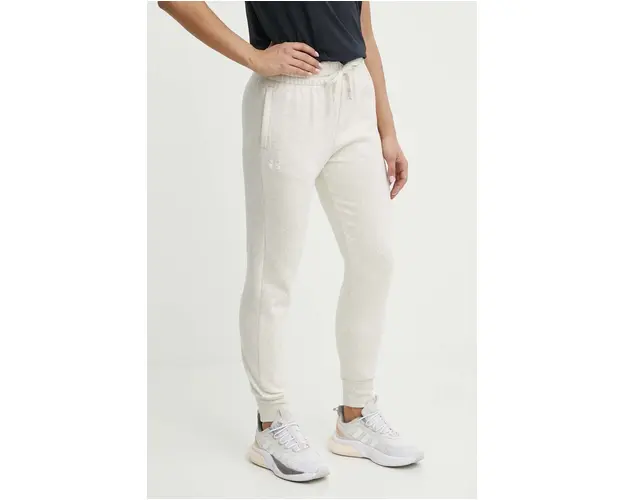 Under Armour pantaloni de trening culoarea bej, neted, 1379438