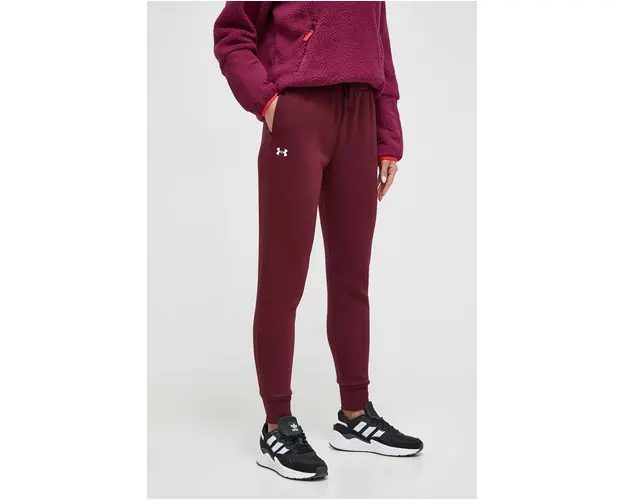 Under Armour pantaloni de trening culoarea bordo, neted, 1379438