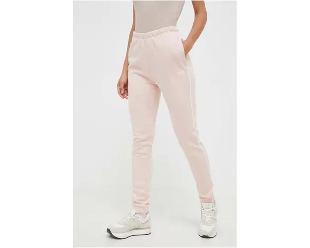 Reebok pantaloni de trening culoarea roz, neted