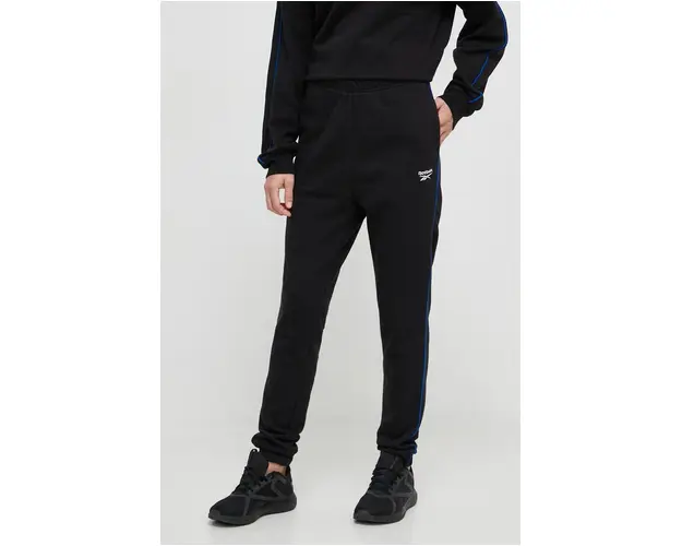 Reebok pantaloni de trening culoarea negru, neted