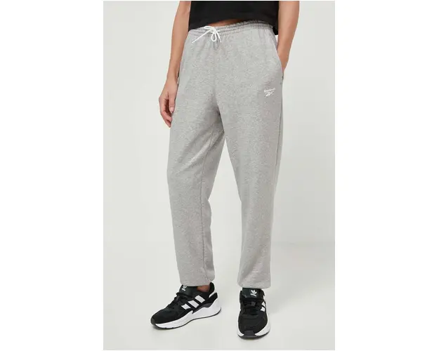 Reebok pantaloni de trening culoarea gri, melanj