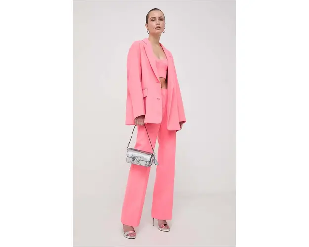 MAX&Co. pantaloni x Anna Dello Russo femei, culoarea roz, drept, high waist