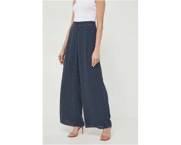 MICHAEL Michael Kors pantaloni femei, culoarea albastru marin, drept, high waist