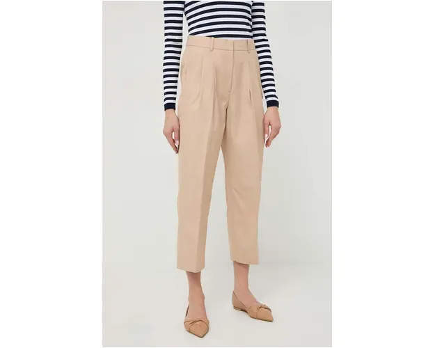 MICHAEL Michael Kors pantaloni femei, culoarea bej, fason tigareta, high waist