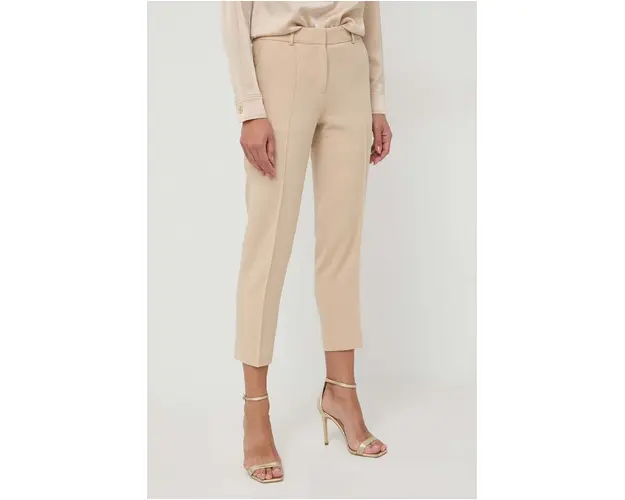 MICHAEL Michael Kors pantaloni femei, culoarea bej, drept, high waist