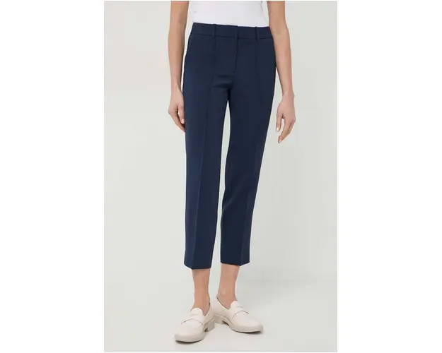 MICHAEL Michael Kors pantaloni femei, culoarea albastru marin, drept, high waist