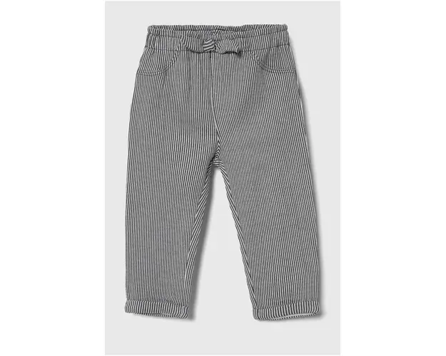 United Colors of Benetton pantaloni din bumbac pentru bebelusi culoarea gri, modelator