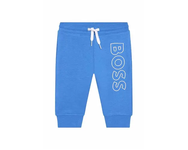 BOSS pantaloni de trening pentru copii culoarea albastru marin, cu imprimeu