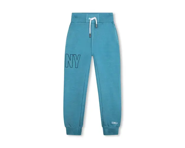 Dkny pantaloni de trening din bumbac pentru copii culoarea verde, cu imprimeu