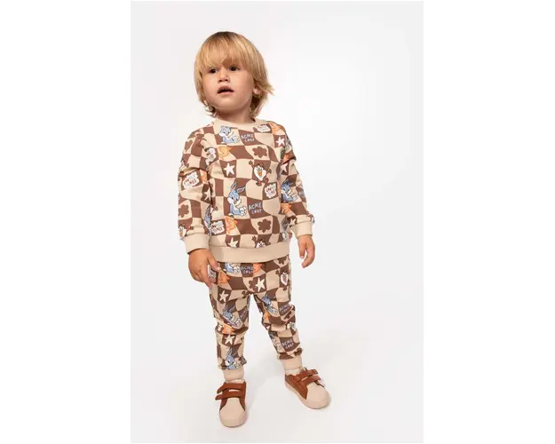 Coccodrillo pantaloni de trening pentru bebelusi culoarea bej, modelator