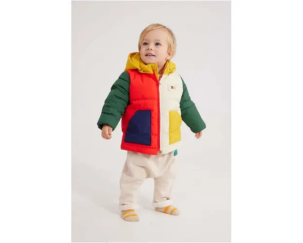 Bobo Choses pantaloni de trening din bumbac pentru bebelusi culoarea bej, cu imprimeu