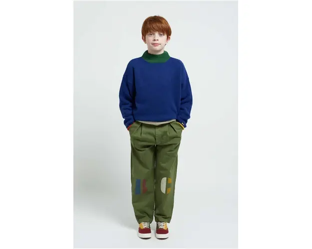 Bobo Choses pantaloni de bumbac pentru copii culoarea verde, cu imprimeu