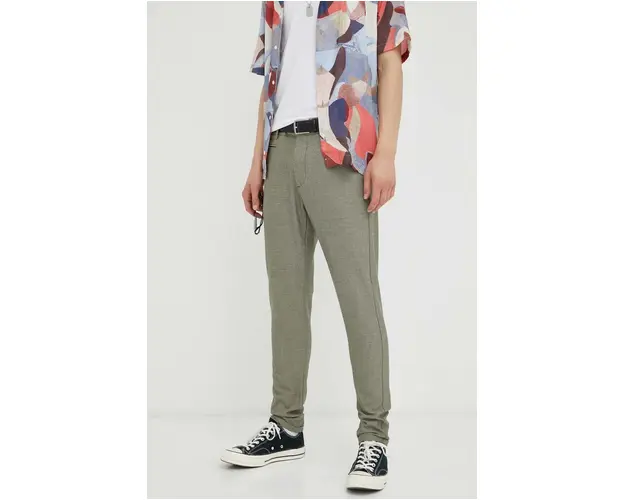 Les Deux pantaloni barbati, culoarea verde, mulata