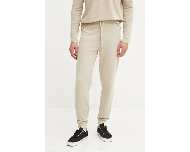 BOSS pantaloni de trening culoarea bej, neted