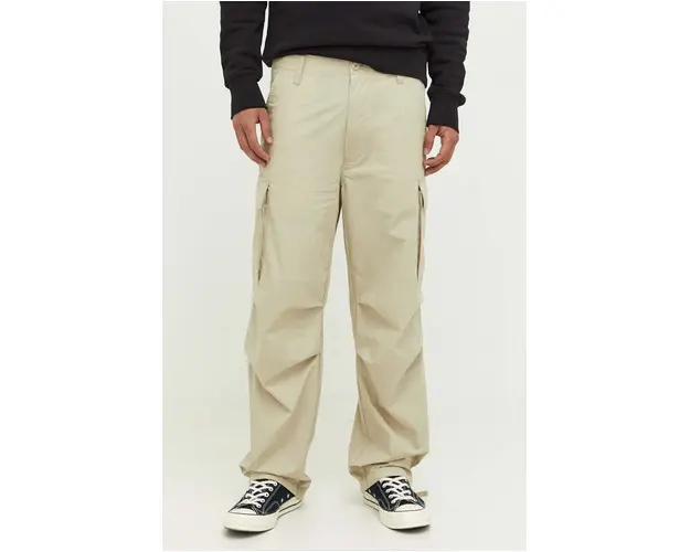 Samsoe Samsoe pantaloni barbati, culoarea bej, cu fit cargo