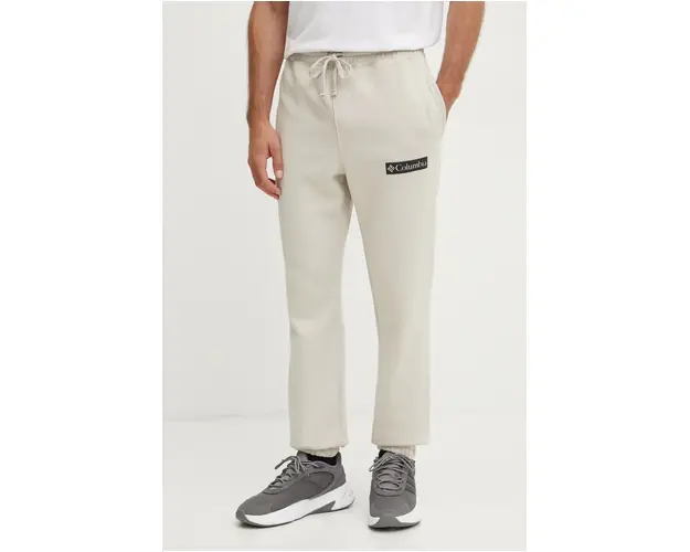 Columbia pantaloni de trening culoarea bej, cu imprimeu