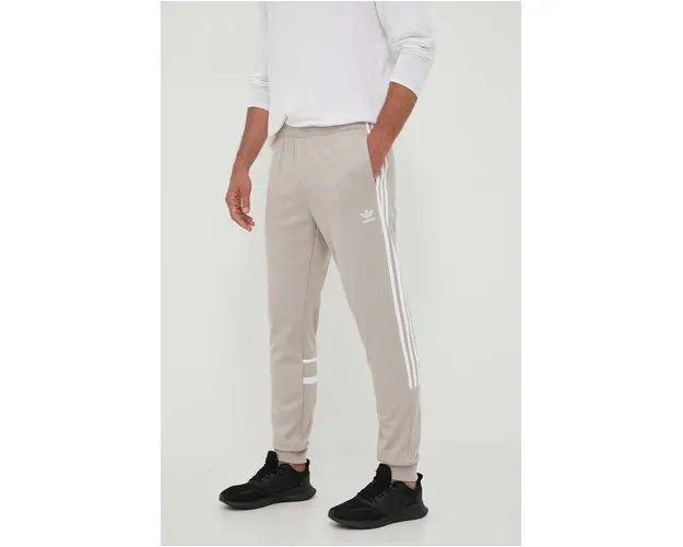 adidas Originals pantaloni de trening culoarea bej, cu imprimeu