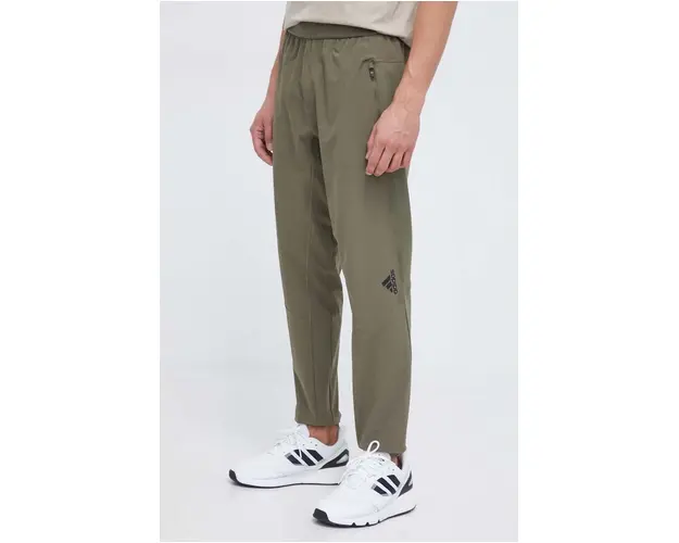 adidas Performance pantaloni de antrenament Designed for Training culoarea verde, neted
