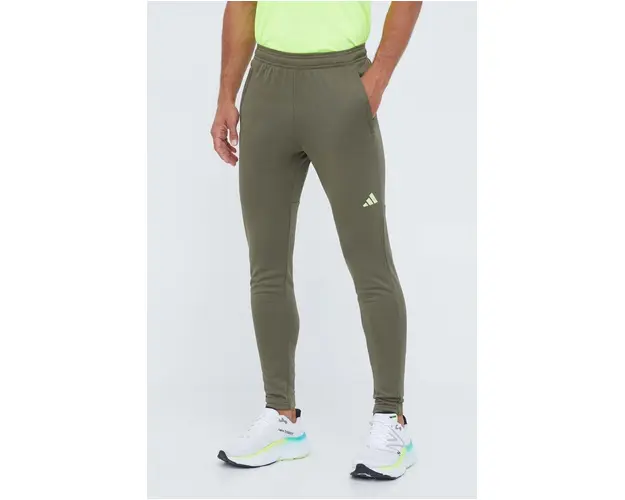adidas Performance pantaloni de antrenament Train Essentials Seasonal culoarea verde, cu imprimeu