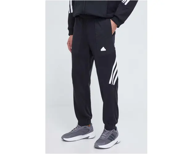 adidas pantaloni de trening culoarea negru, cu imprimeu