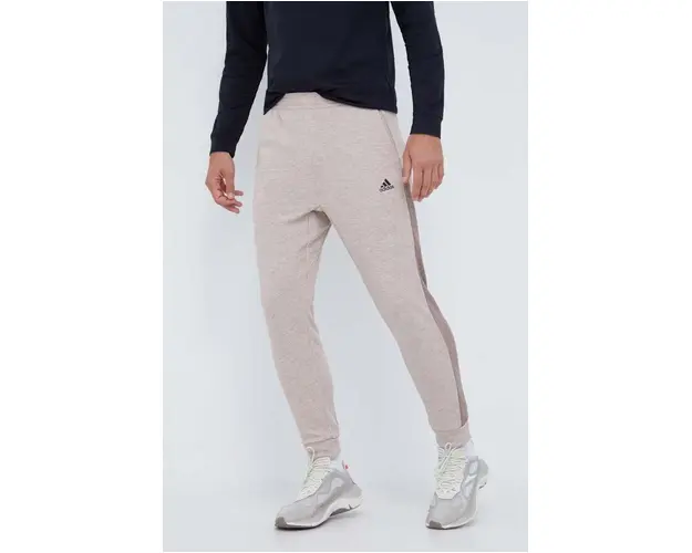 adidas pantaloni de trening culoarea bej, modelator