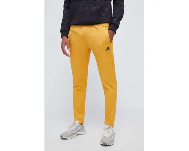 adidas pantaloni de trening culoarea galben, modelator