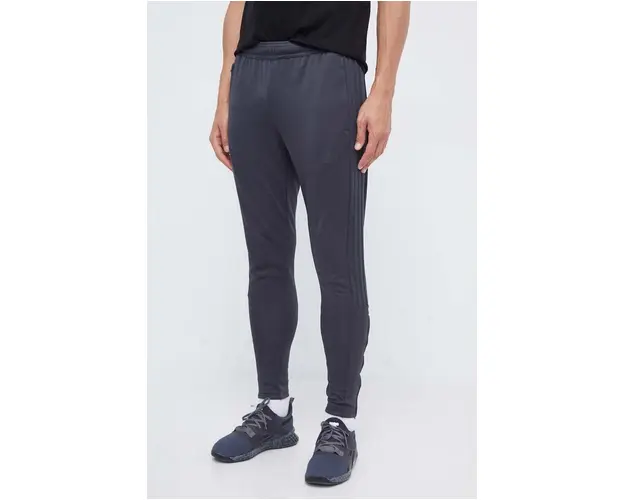 adidas pantaloni de trening culoarea gri, neted