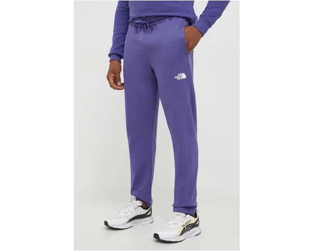 The North Face pantaloni de trening din bumbac culoarea violet, neted