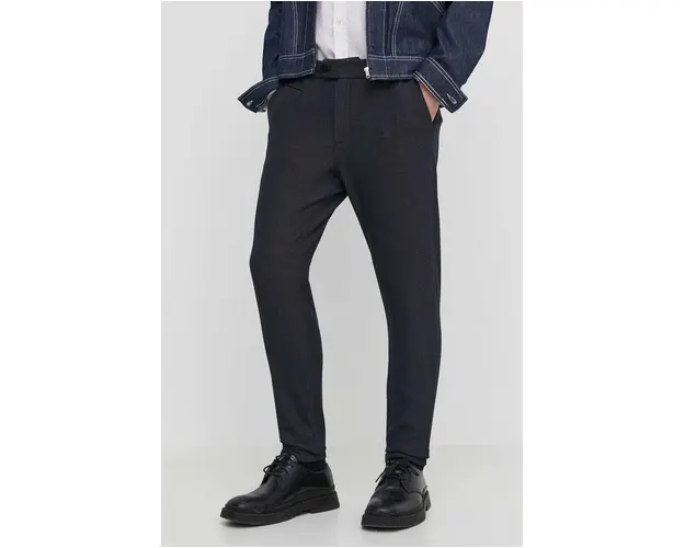 Les Deux pantaloni barbati, culoarea albastru marin, drept