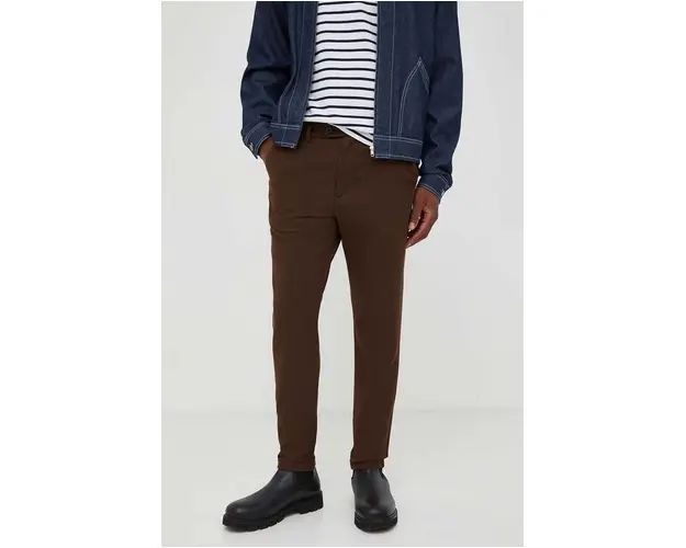 Les Deux pantaloni barbati, culoarea maro, drept