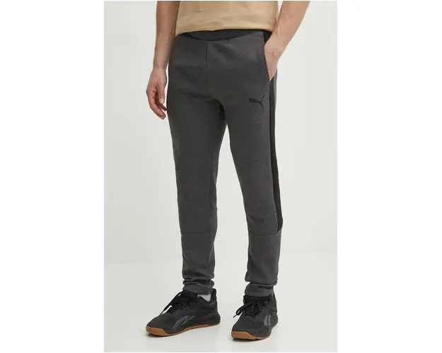 Puma pantaloni de antrenament culoarea gri, cu imprimeu 585814