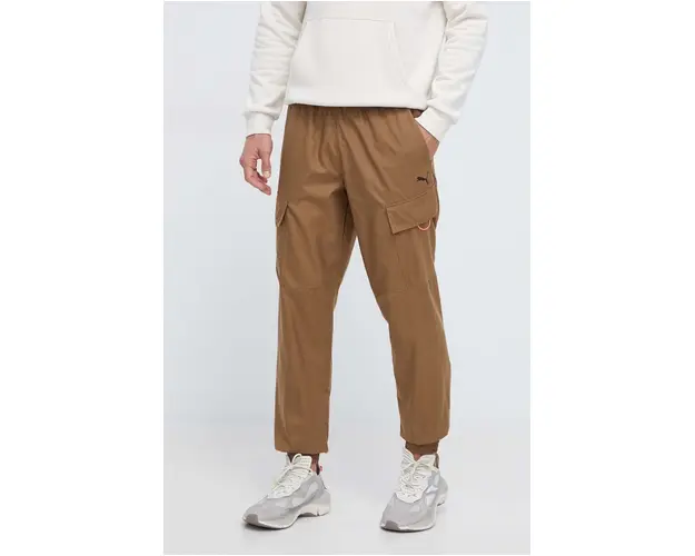 Puma pantaloni barbati, culoarea maro, neted