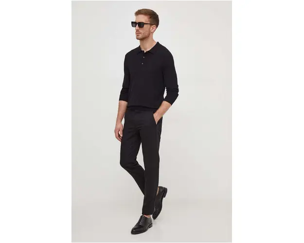 United Colors of Benetton pantaloni barbati, culoarea negru, drept