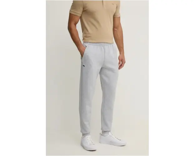 Lacoste pantaloni de trening culoarea gri, neted