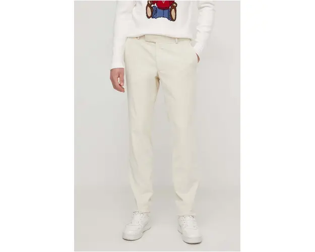 Karl Lagerfeld pantaloni de catifea cord culoarea bej, mulata