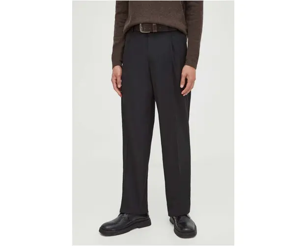 Tiger Of Sweden pantaloni din lana culoarea negru, drept