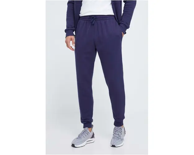 Under Armour pantaloni de trening culoarea albastru marin, neted