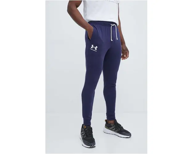 Under Armour pantaloni de trening culoarea albastru marin, cu imprimeu